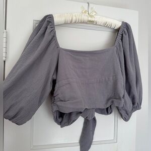 Free People Balloon Sleeve/Reversible Tie Back Top